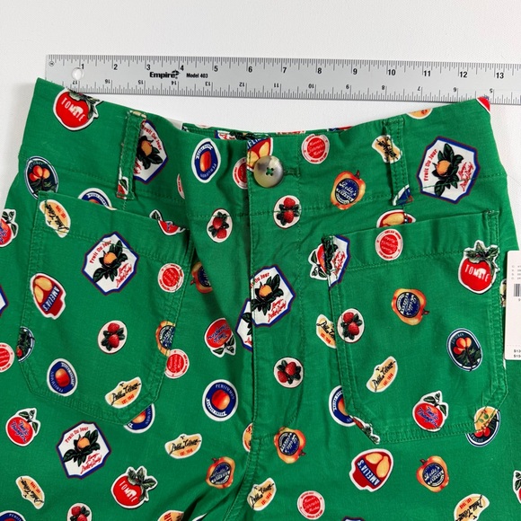 Anthropologie Maeve Colette Fruit Print Cropped Wide Leg Pants Green Size 28 NWT - Picture 10 of 15